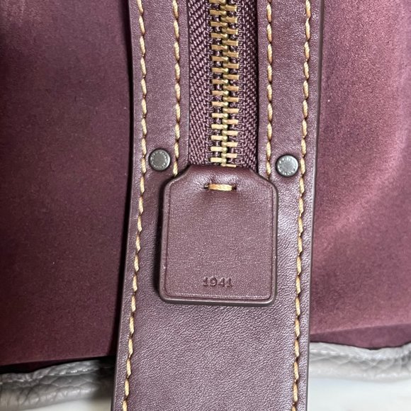 Coach Rogue 25 Grey Purple Colorblock Genuine Pebble Leather Satchels Handbags - Picture 10 of 16